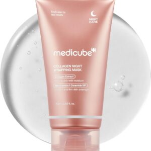 Medicube Crema de envoltura nocturna de colágeno para elasticidad e hidratación - máscara de sueño de tratamiento facial para la noche con película de envoltura de colágeno para renovar la piel y