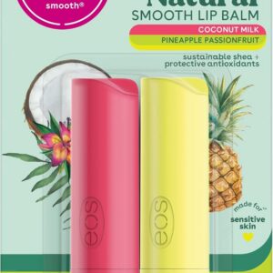eos Bálsamo labial en barra de karité súper suave, leche de coco y piña maracuyá, hidrata profundamente y sella la humedad, ingredientes de origen sostenible