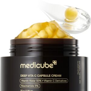 medicube Hidratante Facial Deep Vitamin C Golden Capsule, Cápsulas Liposomales Para Arrugas, Gel Transparente Para Una Piel Radiante Y Luminosa, Para Un Cuidado De La Piel Coreano De 1.94 Onzas