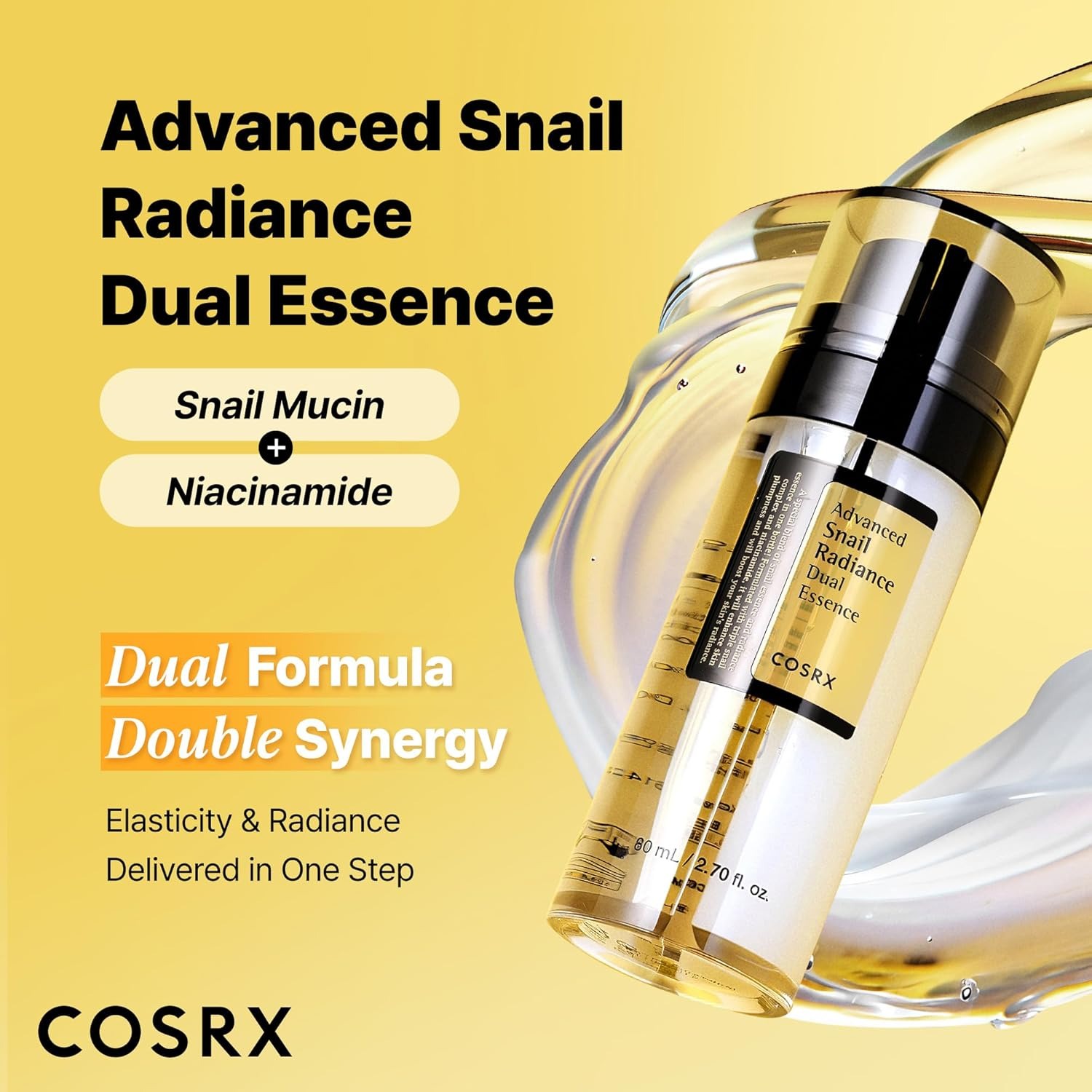 Descuento por primer pedido:COSRX Niacinamide 5% + Snail Mucin 74% Dual Essence, Anti aging Face Serum for Dull Skin, Hydrating, Brightening, Repairing, 2.70 fl.oz / 80ml, Sensitive Skin, Not Tested on Animals, Korean Skincare - Image 8