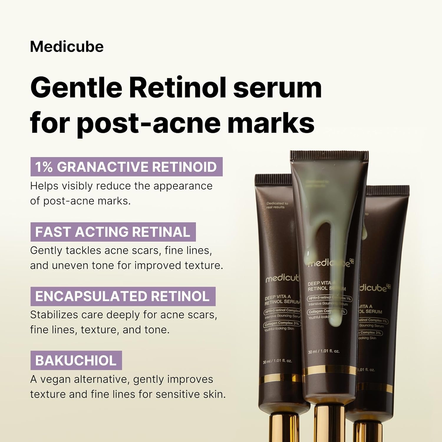 medicube Deep Reviving Bakuchiol Retinol Serum – Suero antiedad con Retinol y Bakuchiol para líneas finas y tono desigual – 1.01 oz - Image 5