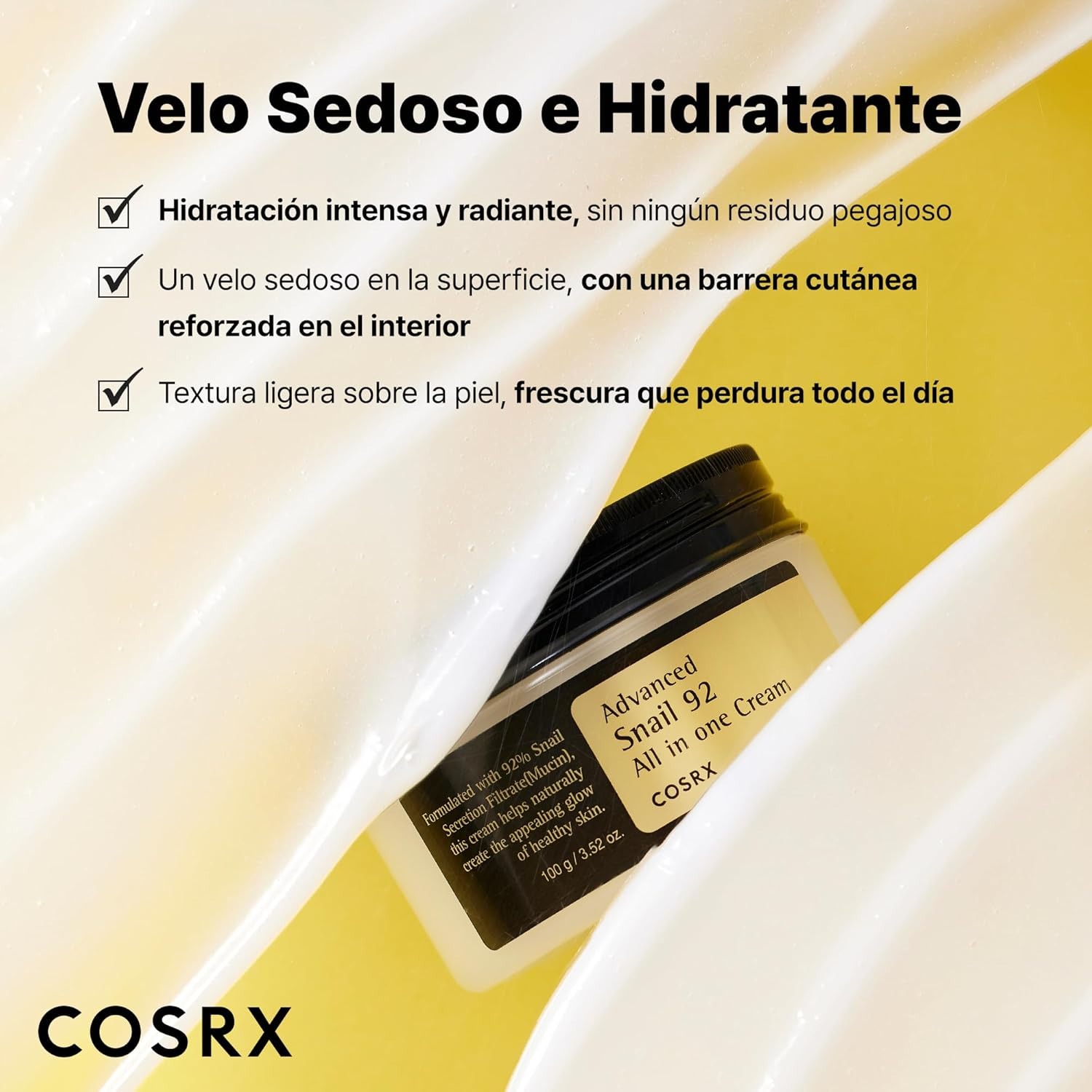 Descuento por primer pedido:COSRX Advanced Snail 92 All in One Cream, 100g, Anti Manchas y Antiarrugas, Crema Hidratante de Dia y Noche - Image 4