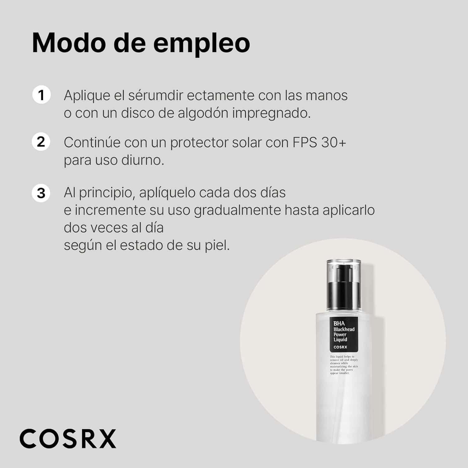 COSRX 100ml Líquido para puntos negros BHA 4%, los poros congestionados desaparecen, salicilato de betaína, Hipoalergénico, testado por dermatólogos, SIN Crueldad, SIN Parabenos, SIN Sulfatos - Image 3