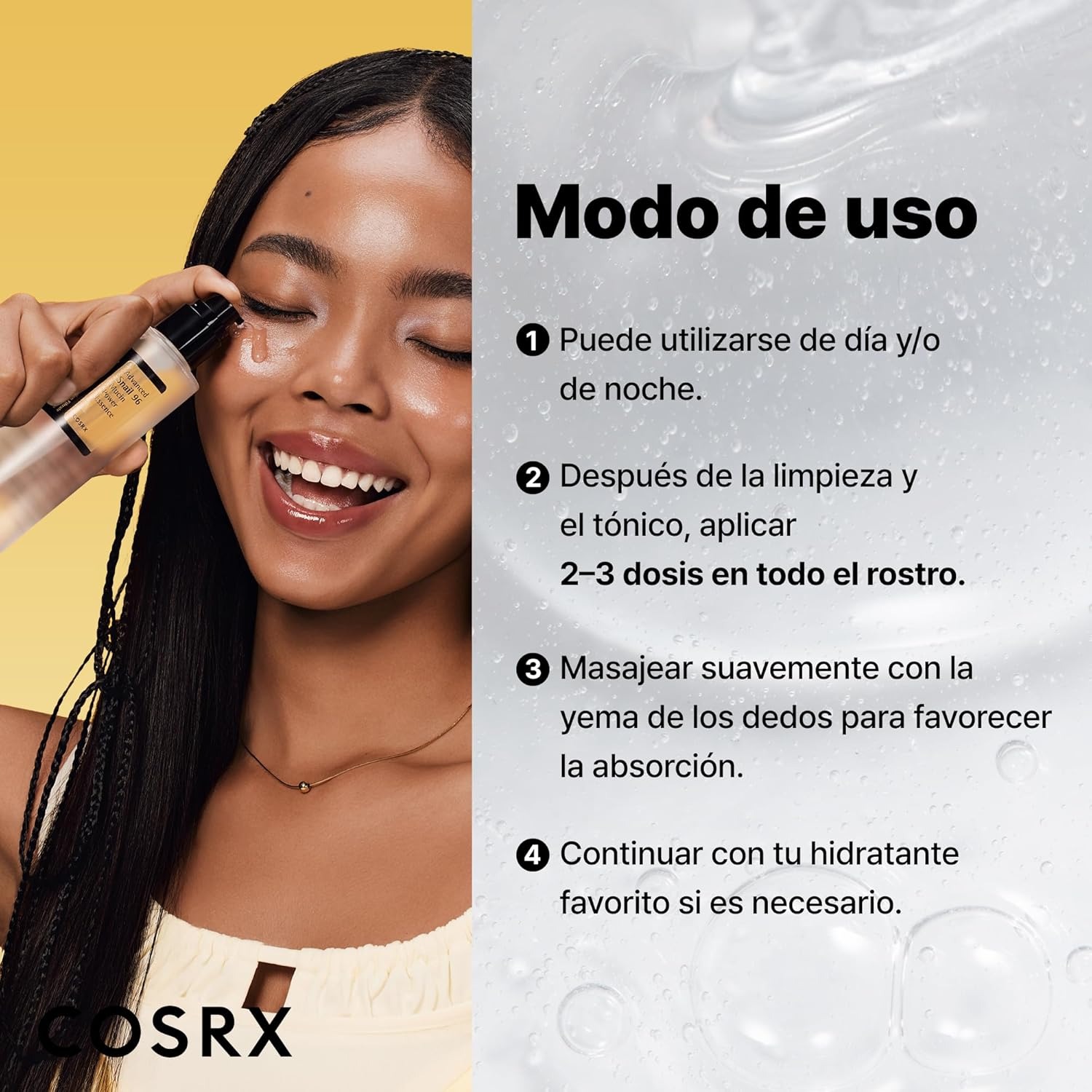 Descuento por primer pedido:COSRX Snail Mucin 96% Power Face Serum 3.38 fl oz 100ml, Serum Hidratante para el Rostro, Cuidado Personal, Piel Brillante bajo el Maquillaje, Cuidado de la Piel Coreano, Belleza Coreana - Image 4
