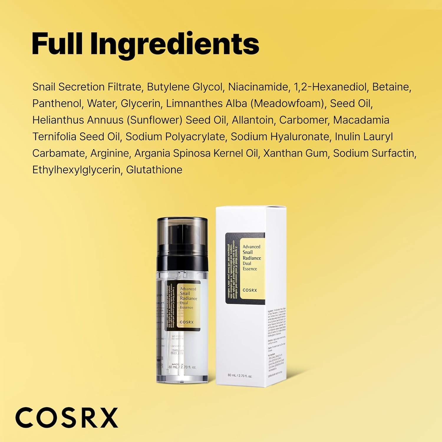 Descuento por primer pedido:COSRX Niacinamide 5% + Snail Mucin 74% Dual Essence, Anti aging Face Serum for Dull Skin, Hydrating, Brightening, Repairing, 2.70 fl.oz / 80ml, Sensitive Skin, Not Tested on Animals, Korean Skincare - Image 2