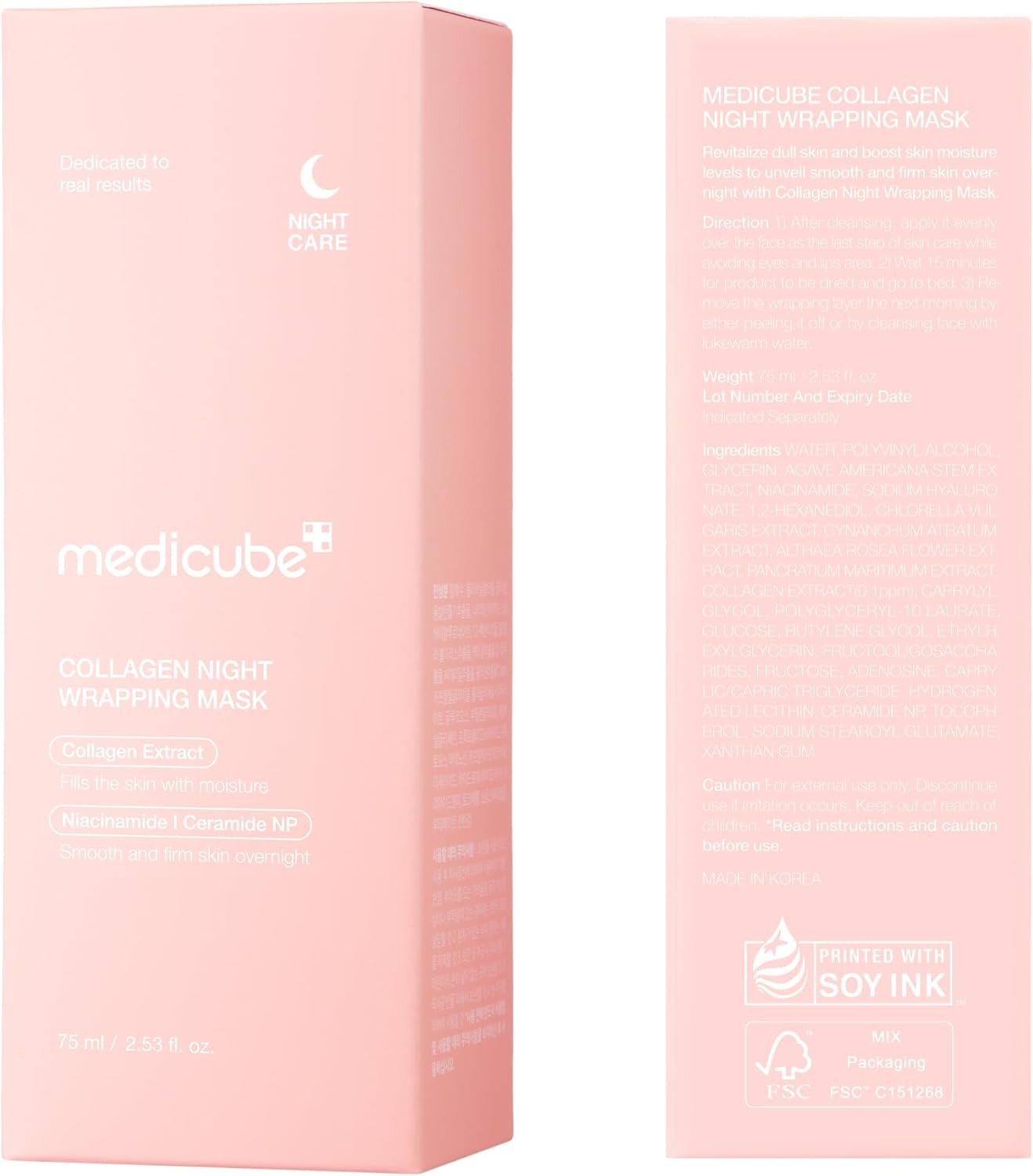 Medicube Crema de envoltura nocturna de colágeno para elasticidad e hidratación - máscara de sueño de tratamiento facial para la noche con película de envoltura de colágeno para renovar la piel y - Image 2